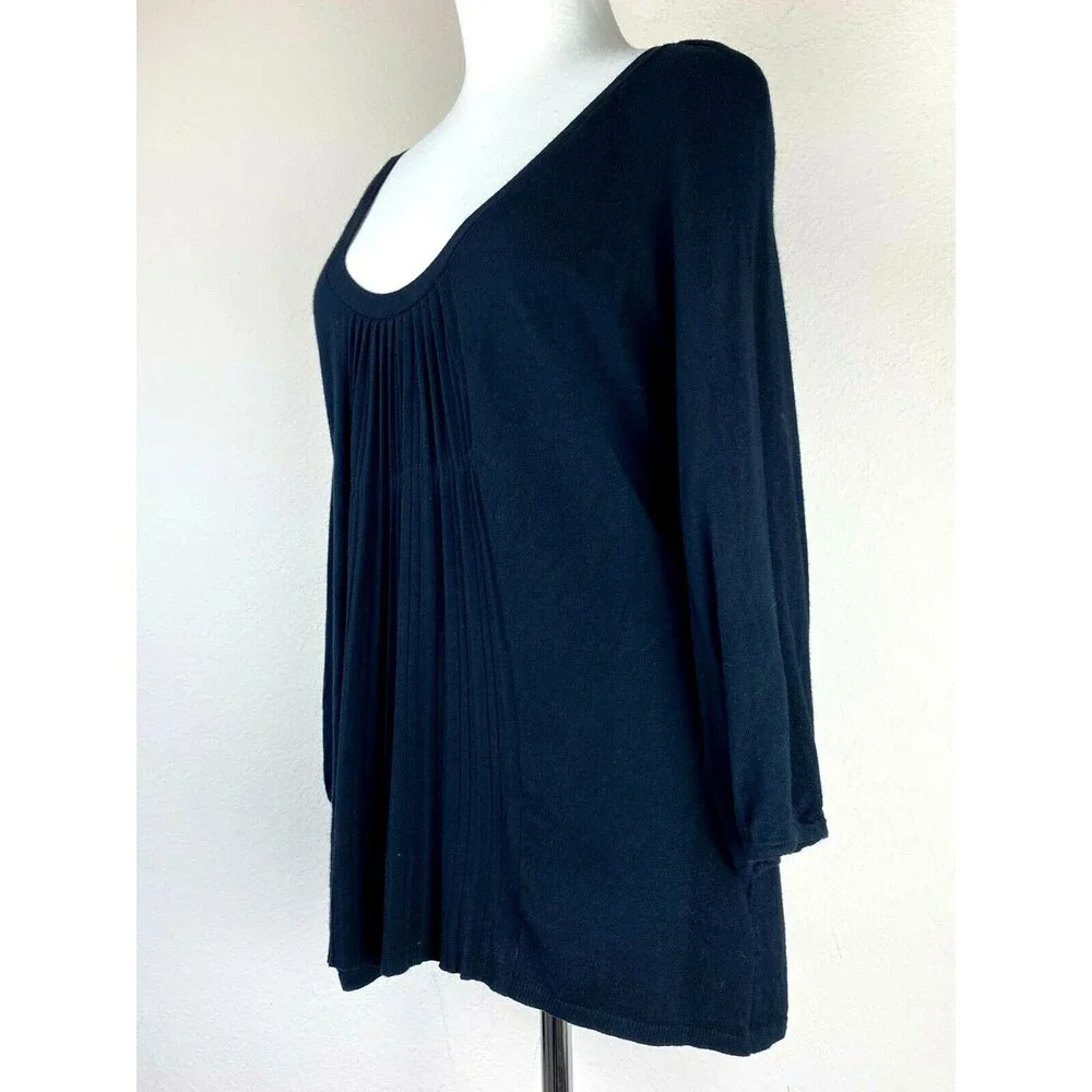 MK Black Knit Flared Balloon Sleeve Top Size M Quiet Luxury Boho Romantic